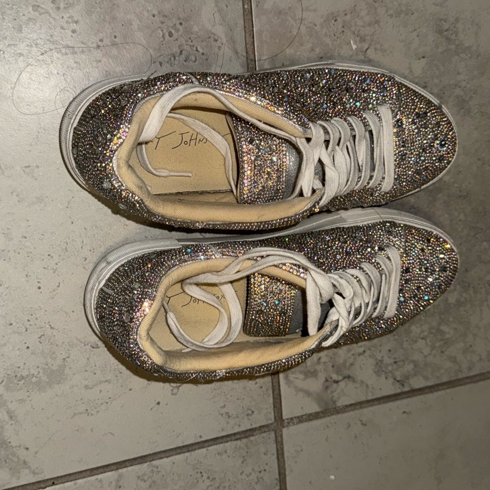 Betsey Johnson Silver Glitter Sneakers